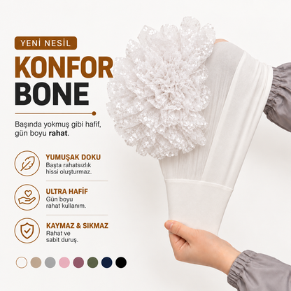 TR Rahat Bonem™ Klipsli Güpürlü Klima Bone